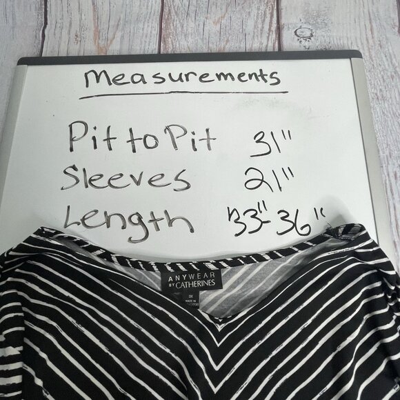 Catherine’s Anywhere Tunic Size 3X Black White Striped Lagenlook Minimalist - Picture 12 of 13